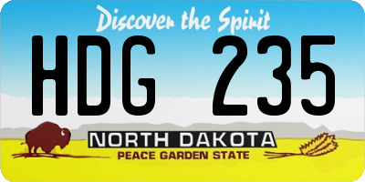 ND license plate HDG235