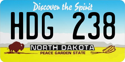 ND license plate HDG238