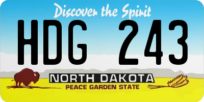 ND license plate HDG243