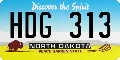 ND license plate HDG313