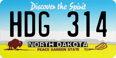 ND license plate HDG314