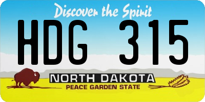 ND license plate HDG315
