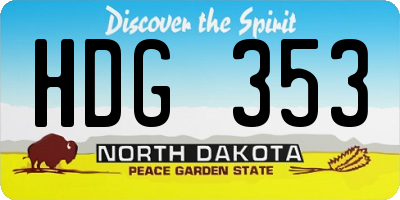 ND license plate HDG353