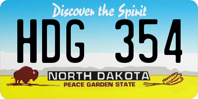 ND license plate HDG354