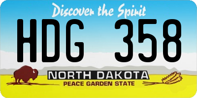 ND license plate HDG358