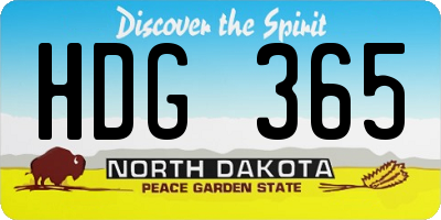 ND license plate HDG365