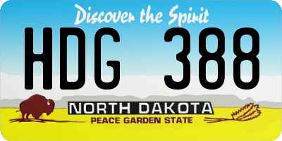 ND license plate HDG388