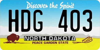 ND license plate HDG403