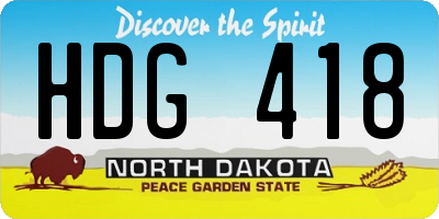 ND license plate HDG418