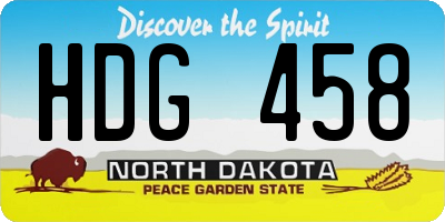 ND license plate HDG458