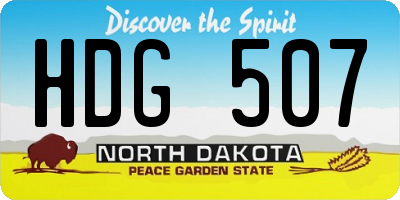 ND license plate HDG507