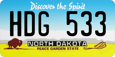 ND license plate HDG533