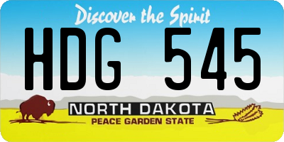 ND license plate HDG545
