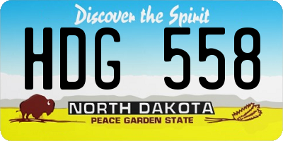 ND license plate HDG558