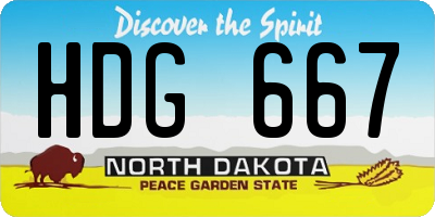 ND license plate HDG667