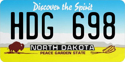 ND license plate HDG698