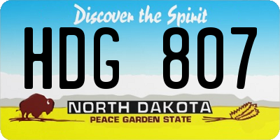 ND license plate HDG807