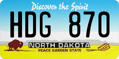 ND license plate HDG870