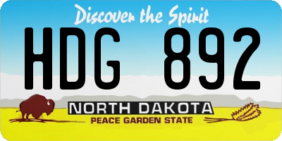 ND license plate HDG892