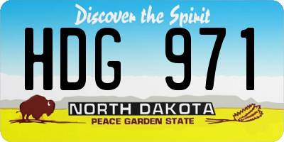 ND license plate HDG971