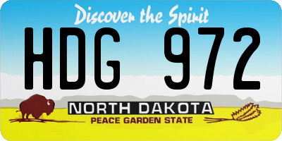 ND license plate HDG972