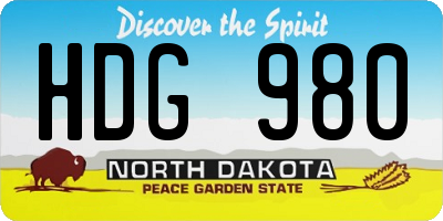 ND license plate HDG980