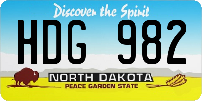 ND license plate HDG982