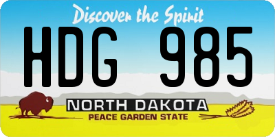 ND license plate HDG985