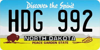ND license plate HDG992