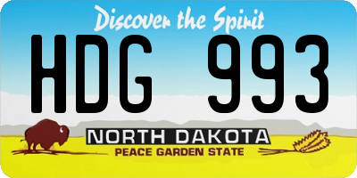 ND license plate HDG993