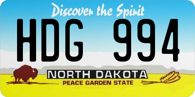 ND license plate HDG994