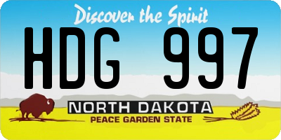 ND license plate HDG997