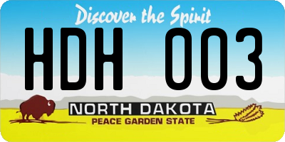 ND license plate HDH003