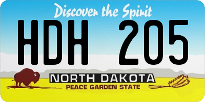 ND license plate HDH205