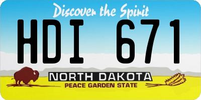ND license plate HDI671