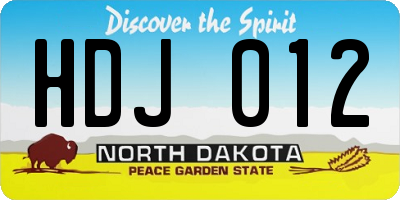 ND license plate HDJ012