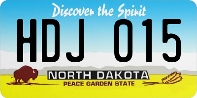 ND license plate HDJ015