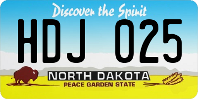 ND license plate HDJ025