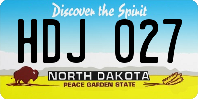 ND license plate HDJ027