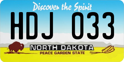ND license plate HDJ033