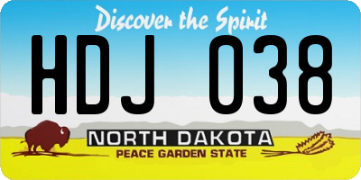 ND license plate HDJ038