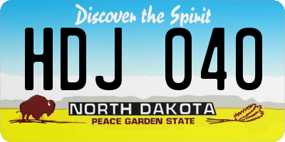 ND license plate HDJ040