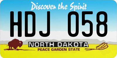 ND license plate HDJ058