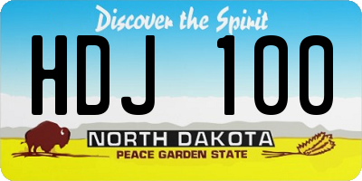 ND license plate HDJ100