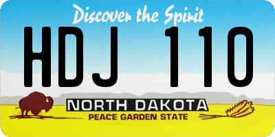 ND license plate HDJ110