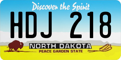 ND license plate HDJ218