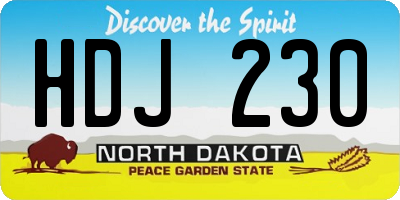ND license plate HDJ230