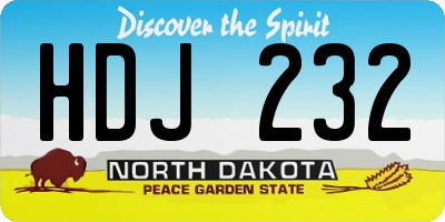 ND license plate HDJ232