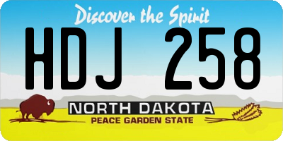 ND license plate HDJ258
