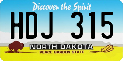 ND license plate HDJ315